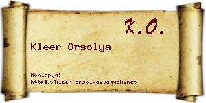 Kleer Orsolya névjegykártya